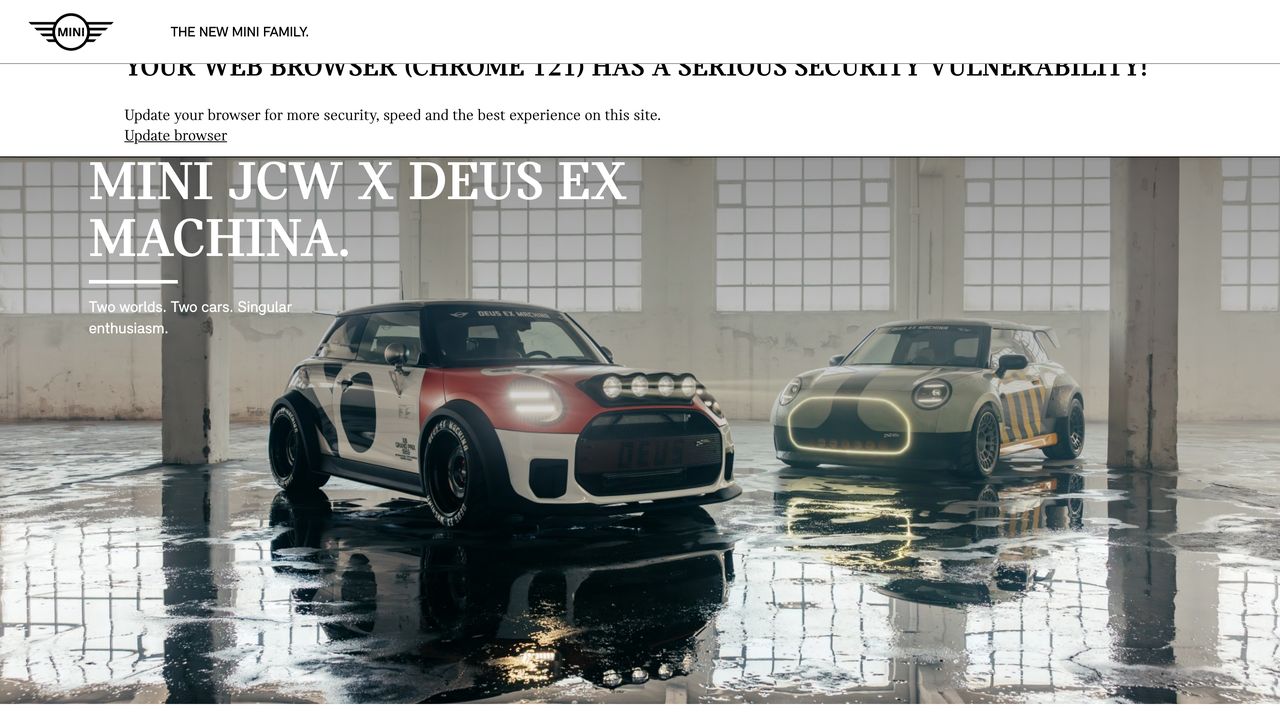 MINI 全球官網 網站畫面